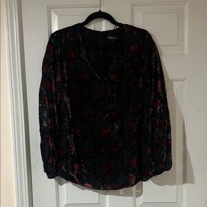 Dalia Floral Velvet Sheer Blouse